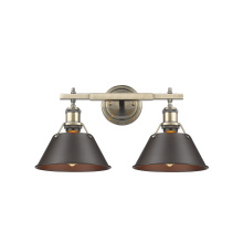 Golden 3306-BA2 AB-RBZ - Yep by Golden Lighting Orwell 2-light Vanity in Aged Brass and Rubbed Bronze shade